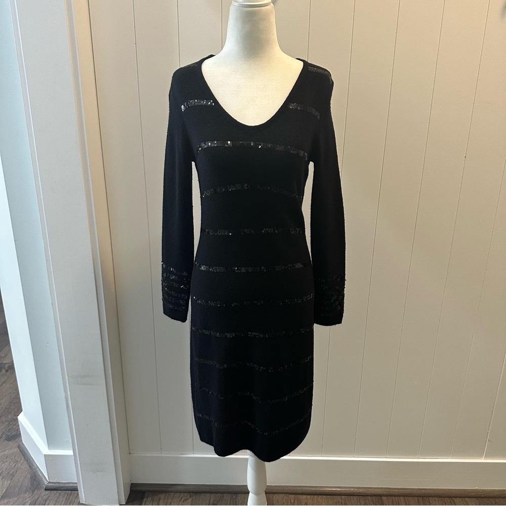 Black Merino Wool Sequined Dress Vineyard Vines Size XXS